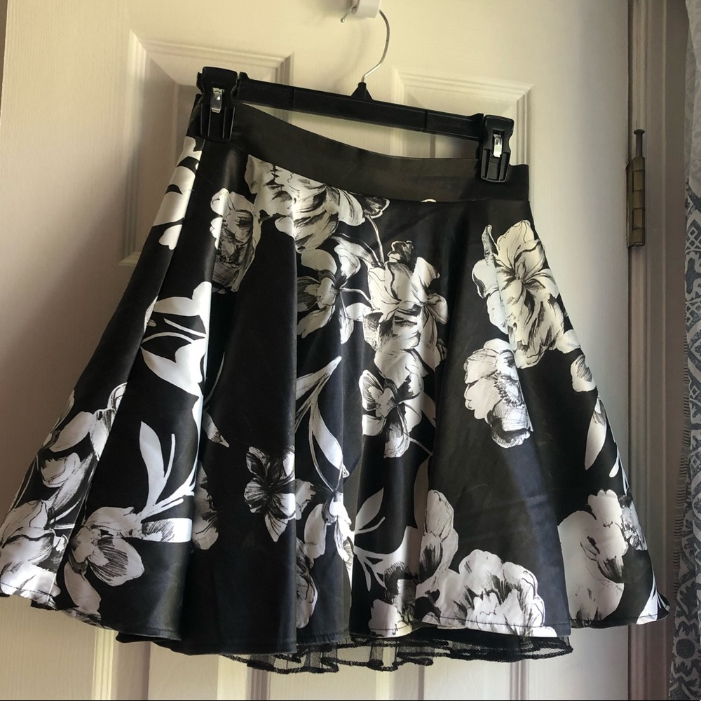 Black and white floral formal skirt
